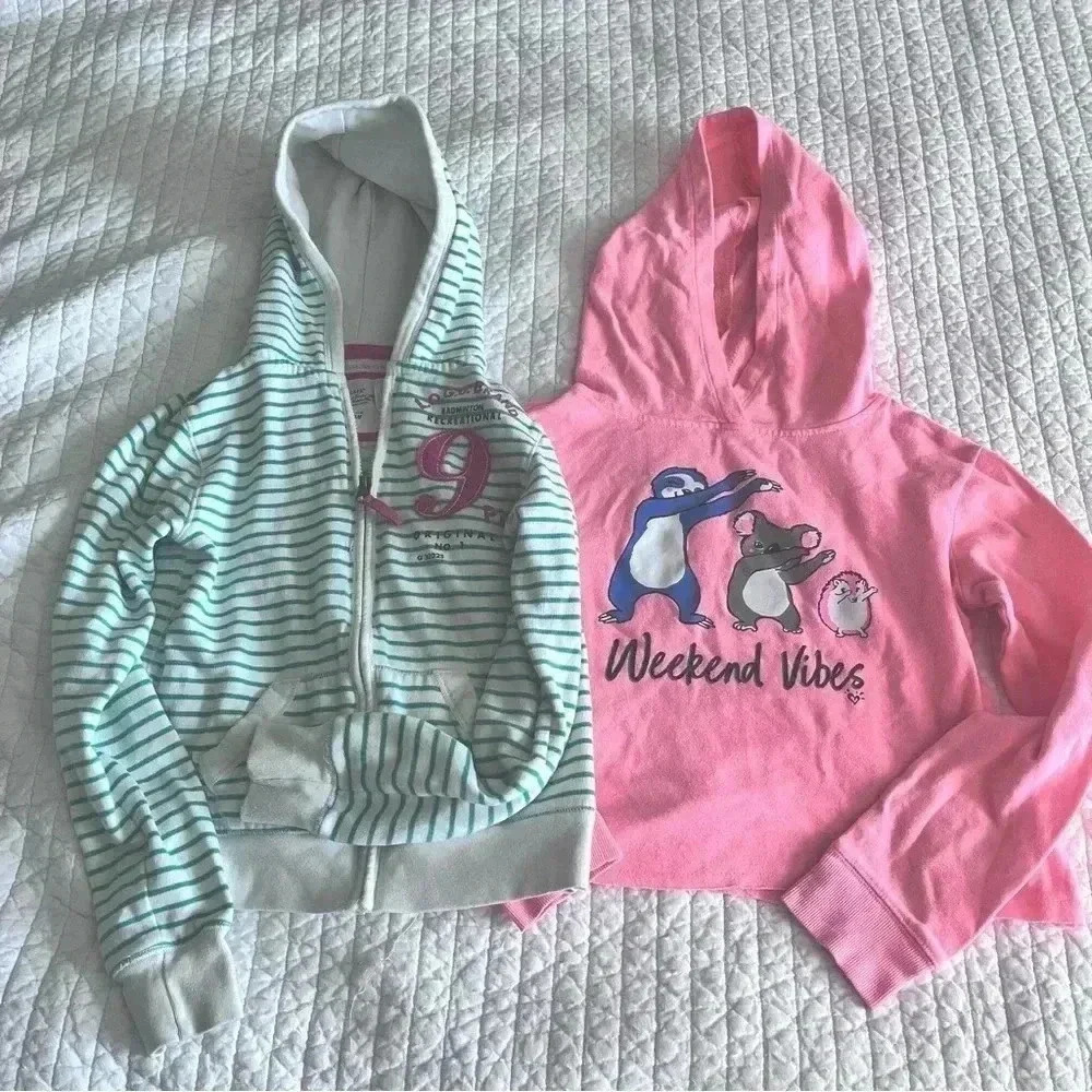 Lot of FIVE girls 10/12 hoodies Justice Active H&M zipup jacket Cardigan sweater - Picture 2 of 9